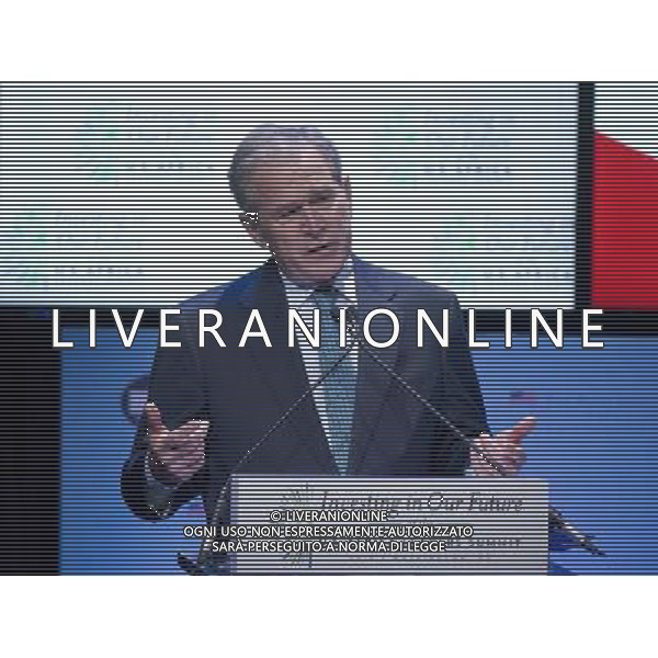 Former United States President George W. Bush makes remarks during the plenary session \'Investing in our Future\' at the U.S. - Africa Leaders Summit at the John F. Kennedy Center for the Performing Arts in Washington, D.C. on Wednesday, August 6, 2014. AG ALDO LIVERANI SAS ONLY ITALY