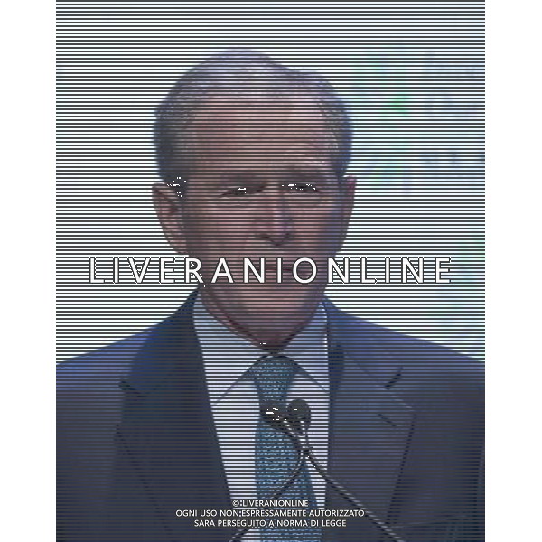 Former United States President George W. Bush makes remarks during the plenary session \'Investing in our Future\' at the U.S. - Africa Leaders Summit at the John F. Kennedy Center for the Performing Arts in Washington, D.C. on Wednesday, August 6, 2014. AG ALDO LIVERANI SAS ONLY ITALY