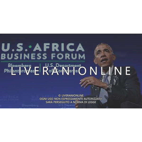 United States President Barack Obama delivers closing remarks during the U.S.-Africa Business Forum at the Mandarin Oriental Hotel in Washington D.C., USA, 5 August 2014. President Barack Obama is promoting business relationships between the United States and African countries during the three-day U.S.-Africa Leaders Summit, where 49 heads of state are meeting in Washington. AG ALDO LIVERANI SAS ONLY ITALY