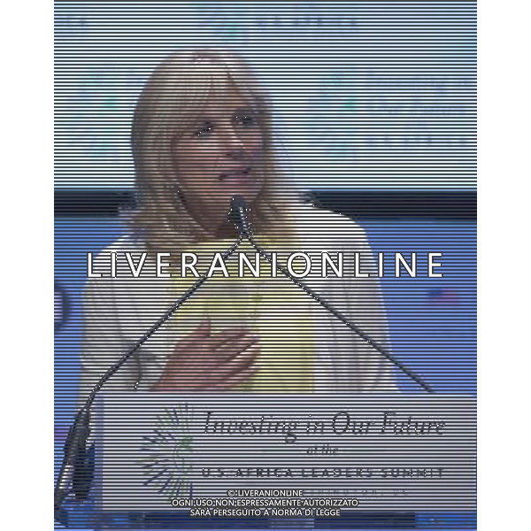 Dr. Jill Biden makes remarks during the plenary session \'Investing in our Future\' at the U.S. - Africa Leaders Summit at the John F. Kennedy Center for the Performing Arts in Washington, D.C. on Wednesday, August 6, 2014. AG ALDO LIVERANI SAS ONLY ITALY