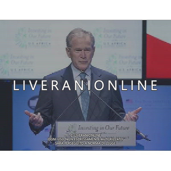 Former United States President George W. Bush makes remarks during the plenary session \'Investing in our Future\' at the U.S. - Africa Leaders Summit at the John F. Kennedy Center for the Performing Arts in Washington, D.C. on Wednesday, August 6, 2014. AG ALDO LIVERANI SAS ONLY ITALY