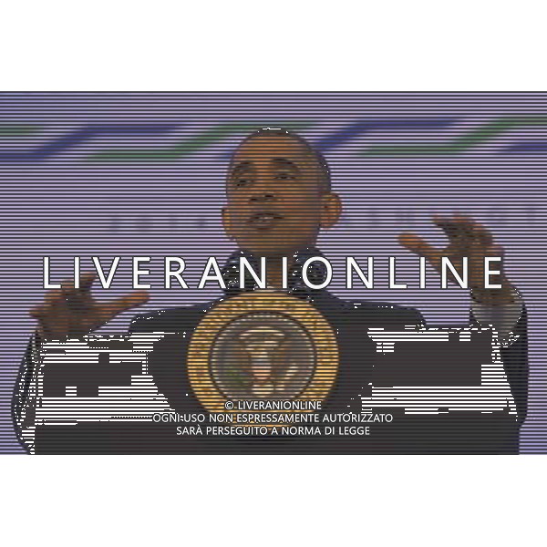 United States President Barack Obama speaks during a press conference after the Africa Leaders Summit at the State Department in Washington, DC, August 6, 2014. Obama promoted business relationships between the United States and African countries during the three-day U.S.-Africa Leaders Summit, where 49 heads of state are meeting in Washington. AG ALDO LIVERANI SAS ONLY ITALY