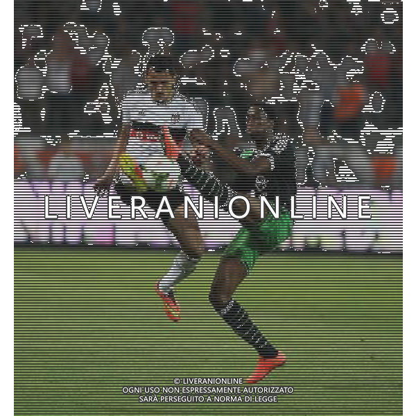 UEFA Champions League third leg qualification second leg match between Besiktas and Feyenoord at Olympic stadium in istanbul 06 august 2014. Score: Besiktas 3 - Feyenoord 1 Pictured: Mustafa Pektemek (L) of Besiktas. PUBLICATIONxNOTxINxTUR UEFA Champions League Third Leg Qualification Second Leg Match between Besiktas and Feyenoord AT Olympic Stage in Istanbul 06 August 2014 Score Besiktas 3 Feyenoord 1 Mustafa Pektemek l of Besiktas PUBLICATIONxNOTxINxTUR AG ALDO LIVERANI SAS ONLY ITALY