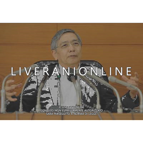 (140808) -- TOKYO, Aug. 8, 2014 () -- The Bank of Japan (BOJ) Governor Haruhiko Kuroda speaks at a press conference in Tokyo, Japan, Aug. 8, 2014. BOJ announced that it expects Japan\'s economy to continue its moderate recovery trend, and the effects of the subsequent decline in demand following the front-loaded increase prior to the consumption tax hike to wane gradually. (/Stringer) (zjy) ©PHOTOSHOT/Agenzia Aldo Liverani sas - ITALY ONLY - EDITORIAL USE ONLY