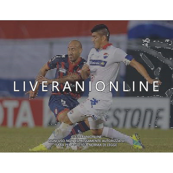 (140807) -- ASUNCION, Aug. 7, 2014 () -- Nacional\'s Jose Caceres (R) vies for the ball with Juan Mercier (L) of San Lorenzo, during their first-leg final match of the 2014 Libertadores Cup, held at Defensores del Chaco Stadium, in Asuncion, Paraguay, on Aug. 6, 2014. (/Jose Romero/TELAM) (fnc) (ah) ©photoshot/Agenzia Aldo Liverani sas - ITALY ONLY - EDITORIAL USE ONLY
