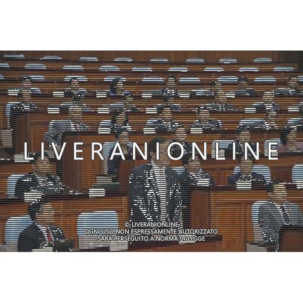 (140808) -- PHNOM PENH, Aug. 8, 2014 () -- Sam Rainsy (C Front), president of the opposition Cambodia National Rescue Party (CNRP), speaks at the parliamentary session in Phnom Penh, Cambodia, Aug. 8, 2014. All 55 CNRP members of parliament attended the parliamentary session for the first time on Friday after they boycotted the parliament for 10 months following a disputed election last July. (/Sovannara) (lyi) ©photoshot/Agenzia Aldo Liverani sas - ITALY ONLY - EDITORIAL USE ONLY