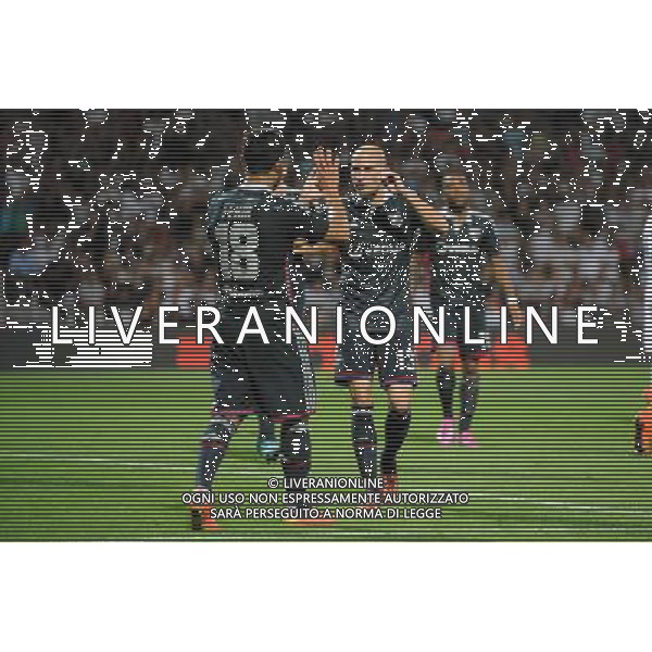 Christophe Jallet / Nabil Fekir - 07.08.2014 - Lyon / Mlada Boleslav - Tour preliminaire de Ligue Europa 2014/2015 Photo : Jean Paul Thomas / Icon Sport AG ALDO LIVERANI SAS ONLY ITALY