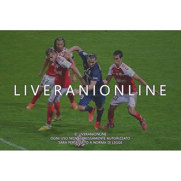 Zlatan IBRAHIMOVIC / Gregory BOURILLON / Mickael TACALFRED / Aissa MANDI - 08.08.2014 - Reims / Paris Saint Germain - 1er journee de Ligue 1 Photo : Dave Winter / Icon Sport AG ALDO LIVERANI SAS ONLY ITALY