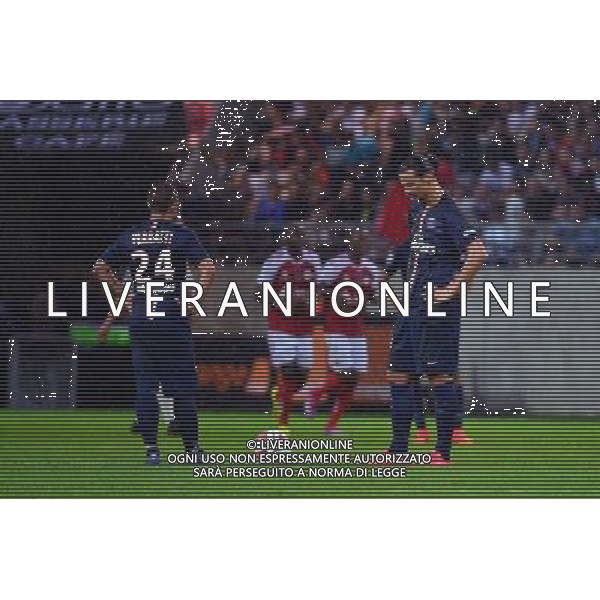 Marco VERRATTI / Zlatan IBRAHIMOVIC - 08.08.2014 - Reims / Paris Saint Germain - 1er journee de Ligue 1 Photo : Dave Winter / Icon Sport AG ALDO LIVERANI SAS ONLY ITALY
