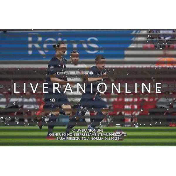 Marco VERRATTI / Zlatan IBRAHIMOVIC - 08.08.2014 - Reims / Paris Saint Germain - 1er journee de Ligue 1 Photo : Dave Winter / Icon Sport AG ALDO LIVERANI SAS ONLY ITALY