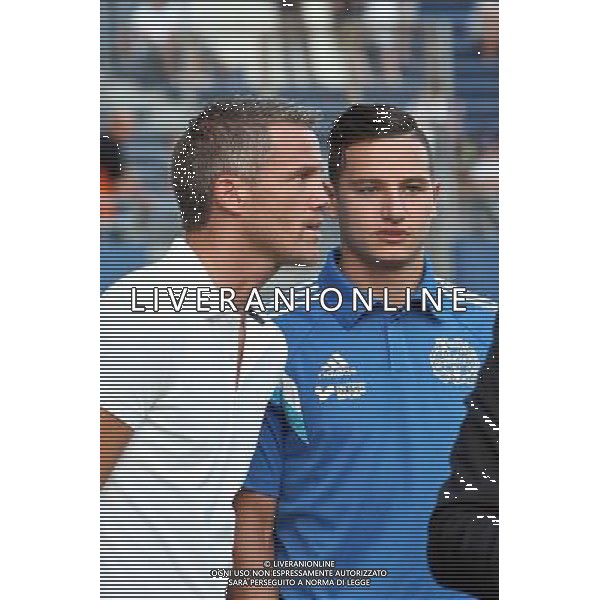 Mickael LANDREAU / Florian THAUVIN - 09.08.2014 - Bastia / OM - 1er journee de Ligue 1 Photo : Michel Maestracci / Icon Sport AG ALDO LIVERANI SAS ONLY ITALY