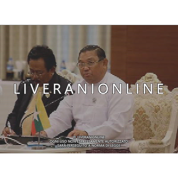 (140808) -- NAY PYI TAW, Aug. 8, 2014 () -- Myanmar Foreign Minister U Wunna Maung Lwin speaks during the ASEAN Foreign Ministers\' Meeting with AICHR (ASEAN Intergovernmental Commission on Human Rights) Representatives at Myanmar International Convention Center (MICC) in Nay Pyi Taw, Myanmar, Aug. 8, 2014. (/U Aung) ©photoshot/Agenzia Aldo Liverani sas - ITALY ONLY - EDITORIAL USE ONLY