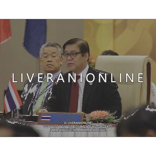 (140809) -- NAY PYI TAW, Aug. 9, 2014 () -- Sihasak Phuangketkeow, permanent secretary of Thailand\'s Foreign Ministry, addresses the China-ASEAN Ministeral Meeting at Myanmar International Convention Center (MICC) in Nay Pyi Taw, Myanmar, Aug. 9, 2014. (/U Aung) ©photoshot/Agenzia Aldo Liverani sas - ITALY ONLY - EDITORIAL USE ONLY
