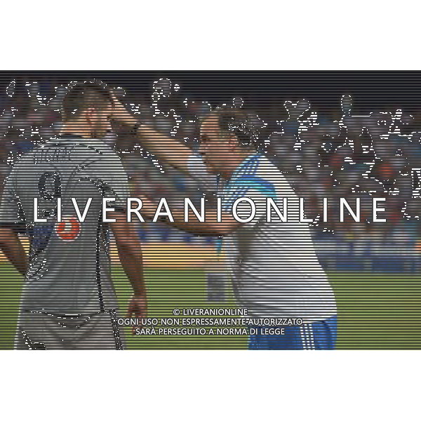 Marcelo BIELSA / Andre Pierre GIGNAC - 09.08.2014 - Bastia / OM - 1er journee de Ligue 1 Photo : Gaston Petrelli / Icon Sport AG ALDO LIVERANI SAS ONLY ITALY