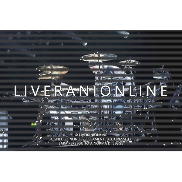 Blink 182 - Travis Barker (drums, percussion and lots of tattoos) performing live in concert at the O2 Brixton Academy, London, United Kingdom. Blink 182 will headline Reading and Leeds festivals later in August for the second time in five years. Date: 08/08/2014 AG ALDO LIVERANI SAS ONLY ITALY