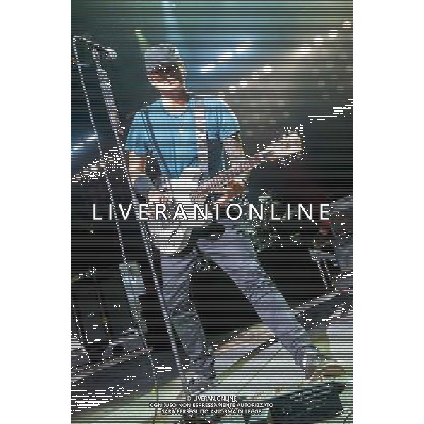Blink 182 - Tom DeLonge (guitar, vocals) performing live in concert at the O2 Brixton Academy, London, United Kingdom. Blink 182 will headline Reading and Leeds festivals later in August for the second time in five years. Date: 08/08/2014 AG ALDO LIVERANI SAS ONLY ITALY