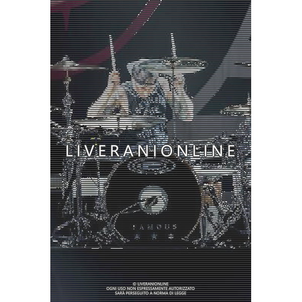 Blink 182 - Travis Barker (drums, percussion and lots of tattoos) performing live in concert at the O2 Brixton Academy, London, United Kingdom. Blink 182 will headline Reading and Leeds festivals later in August for the second time in five years. Date: 08/08/2014 AG ALDO LIVERANI SAS ONLY ITALY