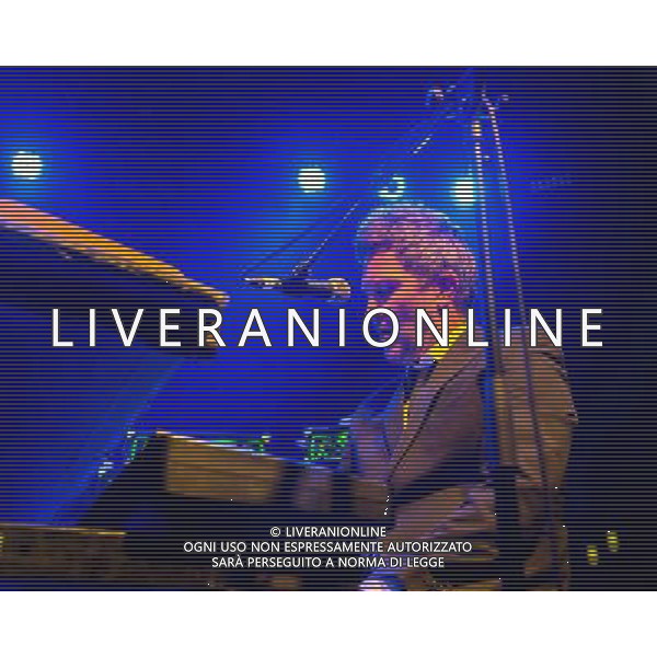 Fun Lovin\' Criminals (FLC) - Fast (bass, keyboards, harmonica, trumpet) performing live on Hugh Thomas\' 46th birthday in concert at the Brooklyn Bowl, Greenwich, London, United Kingdom Date: 09/08/2014 AG ALDO LIVERANI SAS ONLY ITALY