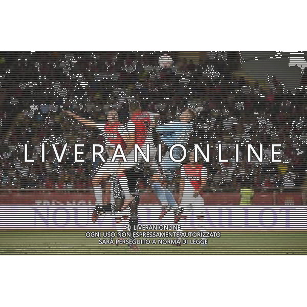 Aymen ABDENNOUR / Benjamin LECOMTE / Layvin KURZAWA - 10.08.2014 - Monaco / Lorient - 1er journee de Ligue 1 Photo : Fred Porcu / Icon Sport AG ALDO LIVERANI SAS ONLY ITALY
