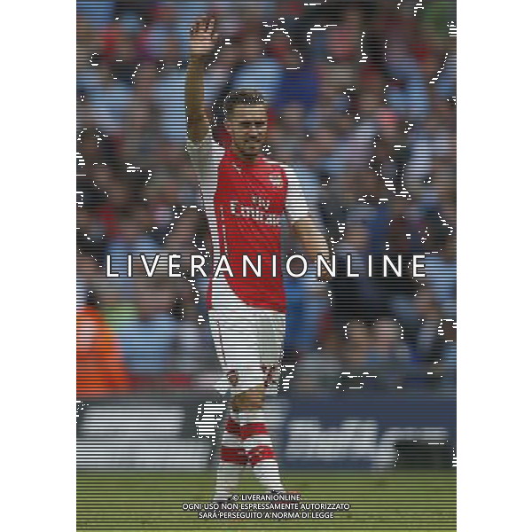 (140811) -- LONDON, Aug. 10, 2014 () -- Aaron Ramsey of Arsenal celebrates scoring during the Community Shield match between Arsenal and Manchester City at Wembley Stadium in London, Britain on Aug. 10, 2014. Arsenal won 3-0. (/Wang Lili)(by) AG ALDO LIVERANI SAS ONLY ITALY
