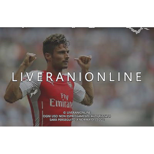 (140811) -- LONDON, Aug. 11, 2014 () -- Olivier Giroud of Arsenal celebrates scoring during the Community Shield match between Arsenal and Manchester City at Wembley Stadium in London, Britain on Aug. 10, 2014. Arsenal won 3-0. (/Wang Lili)(zc) AG ALDO LIVERANI SAS ONLY ITALY