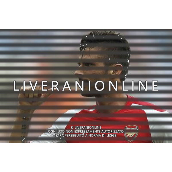(140811) -- LONDON, Aug. 11, 2014 () -- Olivier Giroud of Arsenal celebrates scoring during the Community Shield match between Arsenal and Manchester City at Wembley Stadium in London, Britain on Aug. 10, 2014. Arsenal won 3-0. (/Wang Lili)(zc) AG ALDO LIVERANI SAS ONLY ITALY