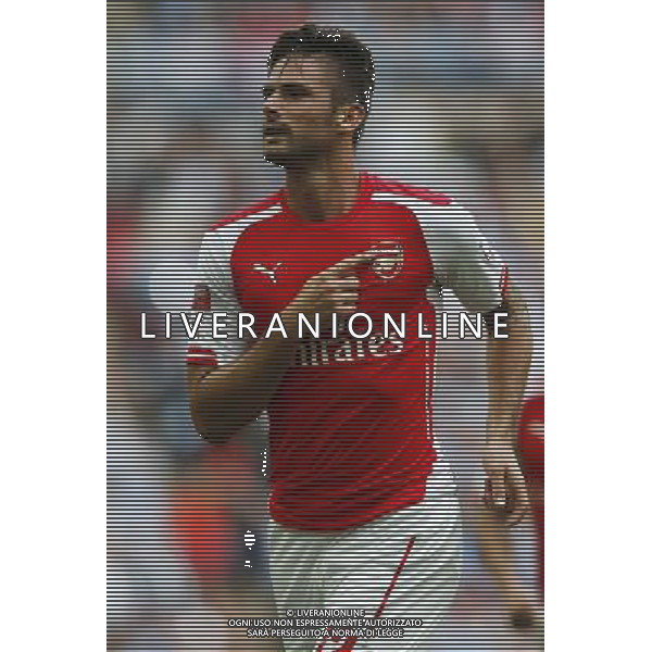 (140811) -- LONDON, Aug. 11, 2014 () -- Olivier Giroud of Arsenal celebrates scoring during the Community Shield match between Arsenal and Manchester City at Wembley Stadium in London, Britain on Aug. 10, 2014. Arsenal won 3-0. (/Wang Lili)(zc) AG ALDO LIVERANI SAS ONLY ITALY
