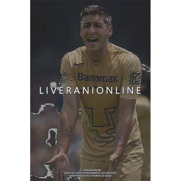 MX08 (140810) -- CIUDAD DE MEXICO, agosto 10, 2014 (Xinhua) -- Ismael Sosa, de Pumas, reacciona durante el partido correspondiente a la Jornada 4 del Torneo Apertura 2014 de la Liga MXante Atlas, celebrado en el Estadio Olímpico Universitario, en la Ciudad de México, Capital de México, el 10 de agosto de 2014. (Xinhua/Pedro Mera) (pm) ©PHOTOSHOT/Agenzia Aldo Liverani sas - ITALY ONLY - EDITORIAL USE ONLY