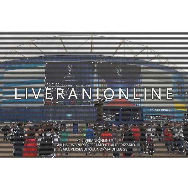 Fans start to arrive at Cardiff City Stadium ahead of the clash between Real Madrid v Sevilla in the UEFA Super Cup Photographer Ian Cook/CameraSport Football - UEFA Supercup - Real Madrid v Sevilla - Tuesday 12th August 2014 - Cardiff City Stadium - Cardiff © CameraSport - 43 Linden Ave. Countesthorpe. Leicester. England. LE8 5PG - Tel: +44 (0) 116 277 4147 - admin@camerasport.com - www.camerasport.com AG ALDO LIVERANI SAS ONLY ITALY