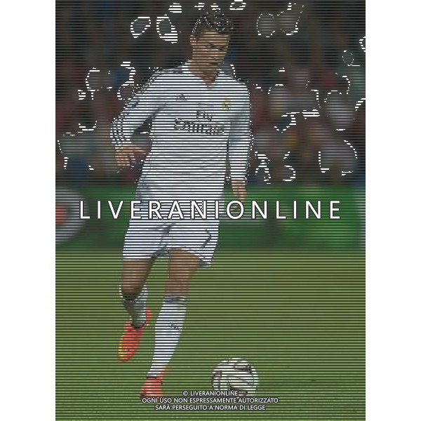 Real Madrid\'s Cristiano Ronaldo in action during todays match Photographer Ian Cook/CameraSport Football - UEFA Supercup - Real Madrid v Sevilla - Tuesday 12th August 2014 - Cardiff City Stadium - Cardiff © CameraSport - 43 Linden Ave. Countesthorpe. Leicester. England. LE8 5PG - Tel: +44 (0) 116 277 4147 - admin@camerasport.com - www.camerasport.com AG ALDO LIVERANI SAS ONLY ITALY