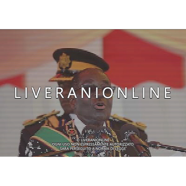 (140811) -- HARARE, Aug. 11, 2014 () -- Zimbabwean President Robert Mugabe delivers a speech at the National Heroes Acre in Harare, Zimbabwe, Aug. 11, 2014. Thousands of people on Monday thronged the National Heroes Acre to mark Heroes Day, a day set aside to honour living and fallen heroes of the war of liberation that freed the country from colonial bondage. (/Stringer) ©PHOTOSHOT/Agenzia Aldo Liverani sas - ITALY ONLY - EDITORIAL USE ONLY - Il presidente dello Zimbabwe Robert Mugabe tiene un discorso al National Heroes Acre Harare, Zimbabwe, 11 Agosto, 2014 giorno dedicato ad onorare viventi e caduti gli eroi della guerra di liberazione che ha liberato il paese dalla schiavitu\' coloniale