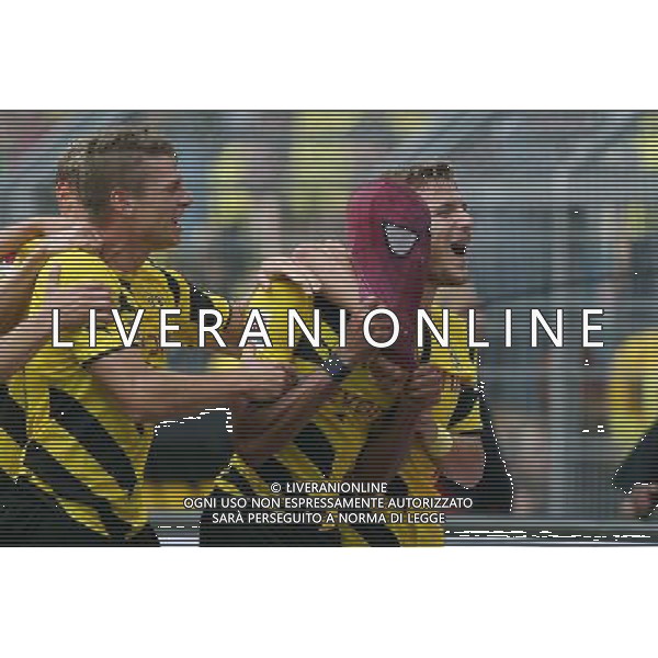 Fu§ball, firo : 13.08.2014 1.BL, 1.Bundesliga, Saison 2014/2015, Supercup, BVB, Borussia Dortmund, FC Bayern MŸnchen, Muenchen, Torjubel, Freude, Lukasz PISZCEK, BVB Borussia Dortmund, Pierre-Emerick AUBAMEYANG, BVB Borussia Dortmund, Ciro IMMOBILE, BVB Borussia Dortmund, Spiderman Maske, Humor, $worldrightsEs gelten unsere AGB, einsehbar auf www.firosportphoto.de, copyright by firo sportphoto: Coesfelder Str. 207 D-48249 DŸlmen www.firosportphoto.de mail@firosportphoto.de (V o l k s b a n k B o c h u m - W i t t e n ) BLZ.: 430 601 29 Kt. Nr.: 341 117 100 Tel:Ê +49-2594-9916004 Fax:Ê+49-2594-9916005 AG ALDO LIVERANI SAS ONLY ITALY