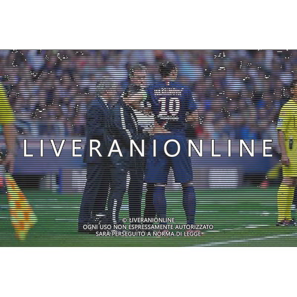Blessure Zlatan Ibrahimovic / Laurent Blanc - 16.08.2014 - Paris Saint Germain / Bastia - 2eme journee de Ligue 1 Photo : Aurelien Meunier / Icon Sport AG ALDO LIVERANI SAS ONLY ITALY