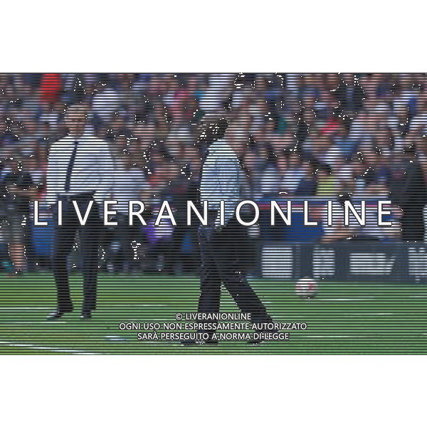 Laurent Blanc / Claude Makelele - 16.08.2014 - Paris Saint Germain / Bastia - 2eme journee de Ligue 1 Photo : Aurelien Meunier / Icon Sport AG ALDO LIVERANI SAS ONLY ITALY