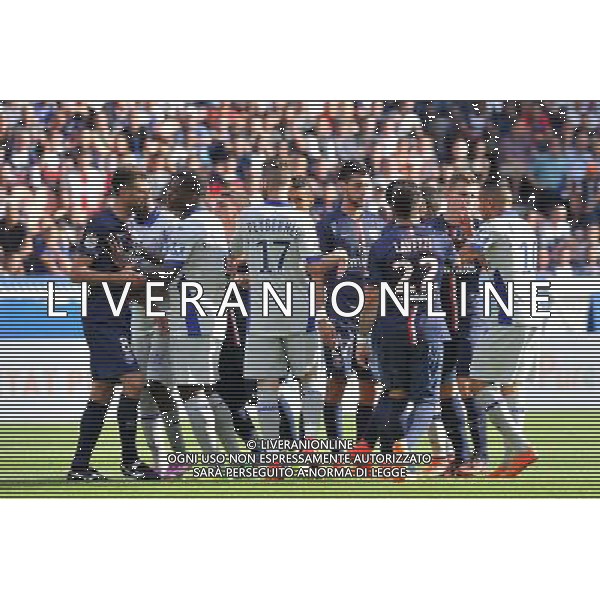 Altercation - 16.08.2014 - Paris Saint Germain / Bastia - 2eme journee de Ligue 1 Photo : Aurelien Meunier / Icon Sport AG ALDO LIVERANI SAS ONLY ITALY