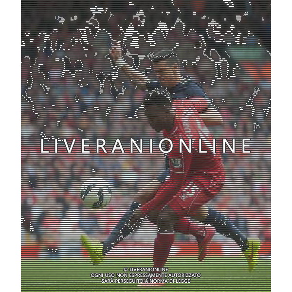 Liverpool\'s Daniel Sturridge battles with Southampton\'s JosÃ© Fonte Photographer Stephen White/CameraSport Football - Barclays Premiership - Liverpool v Southampton - Sunday 17th August 2014 - Anfield - Liverpool Â© CameraSport - 43 Linden Ave. Countesthorpe. Leicester. England. LE8 5PG - Tel: +44 (0) 116 277 4147 - admin@camerasport.com - www.camerasport.com AG ALDO LIVERANI SAS ONLY ITALY