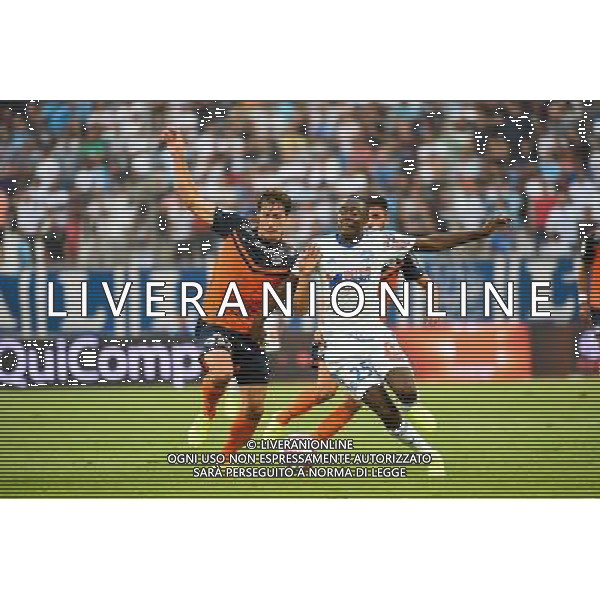 Benjamin STAMBOULI / Gianelli IMBULA - 17.08.2014 - Marseille / Montpellier - 2eme journee de Ligue 1 Photo : Fred Porcu / Icon Sport AG ALDO LIVERANI SAS ONLY ITALY