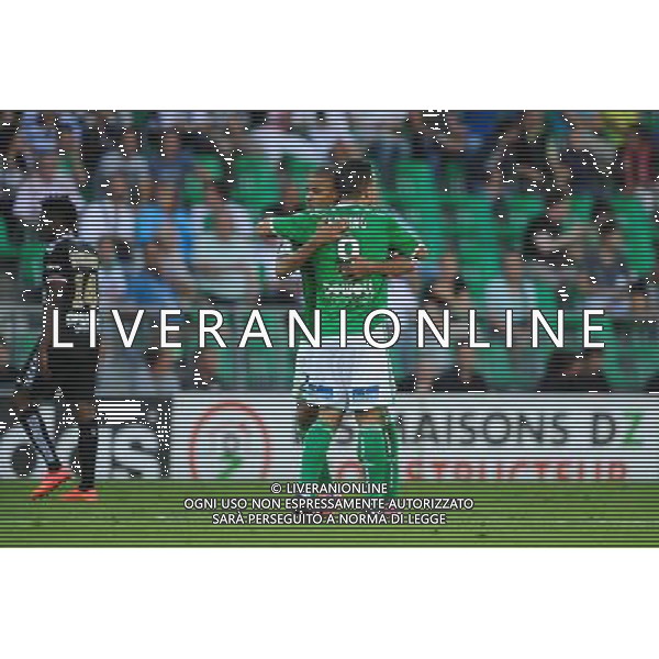 Joie Saint Etienne - Kevin MONNET PAQUET / Mevlut ERDING - 17.08.2014 - Saint Etienne / Reims - 2eme journee de Ligue 1 Photo : Jean Paul Thomas / Icon Sport AG ALDO LIVERANI SAS ONLY ITALY