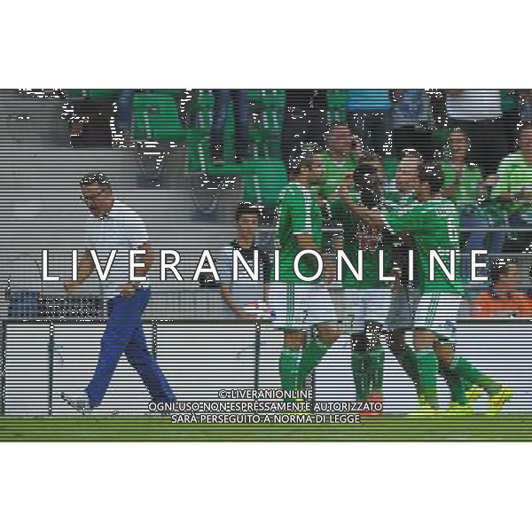 Joie Saint Etienne - Max Alain GRADEL / Christophe GALTIER - 17.08.2014 - Saint Etienne / Reims - 2eme journee de Ligue 1 Photo : Jean Paul Thomas / Icon Sport AG ALDO LIVERANI SAS ONLY ITALY