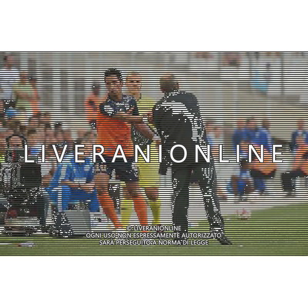 Lucas BARRIOS / Rolland COURBIS - 17.08.2014 - Marseille / Montpellier - 2eme journee de Ligue 1 Photo : Fred Porcu / Icon Sport AG ALDO LIVERANI SAS ONLY ITALY