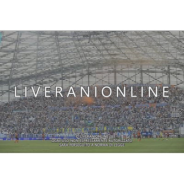 Banderole Supporters Marseille - 17.08.2014 - Marseille / Montpellier - 2eme journee de Ligue 1 Photo : Fred Porcu / Icon Sport AG ALDO LIVERANI SAS ONLY ITALY