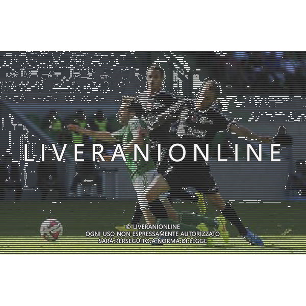 Benjamin CORGNET / Antoine DEVAUX - 17.08.2014 - Saint Etienne / Reims - 2eme journee de Ligue 1 Photo : Jean Paul Thomas / Icon Sport AG ALDO LIVERANI SAS ONLY ITALY