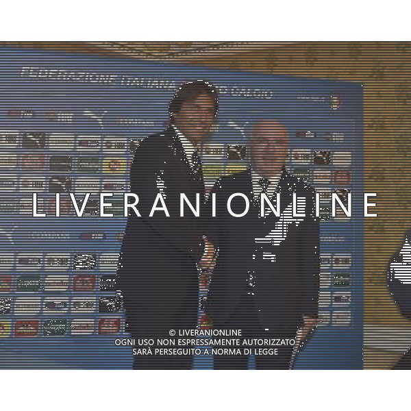 ROMA 19-08-2014 PRESENTAZIONE DEL NUOVO ALLENATORE DELLA NAZIONALE ITALIANA ANTONIO CONTE NELLA FOTO ANTONIO CONTE CARLO TAVECCHIO FOTO FABRIZIO CORRADETTI-AG ALDO LIVERANI SAS