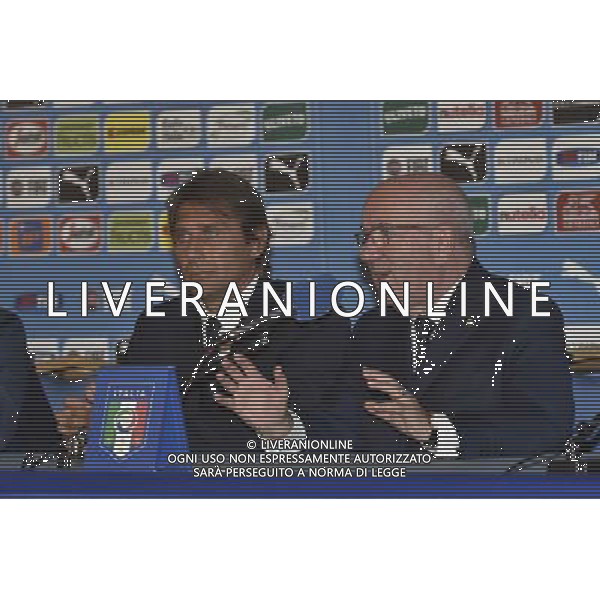 ROMA 19-08-2014 PRESENTAZIONE DEL NUOVO ALLENATORE DELLA NAZIONALE ITALIANA ANTONIO CONTE NELLA FOTO ANTONIO CONTE CON CARLO TAVECCHIO FOTO FABRIZIO CORRADETTI-AG ALDO LIVERANI SAS