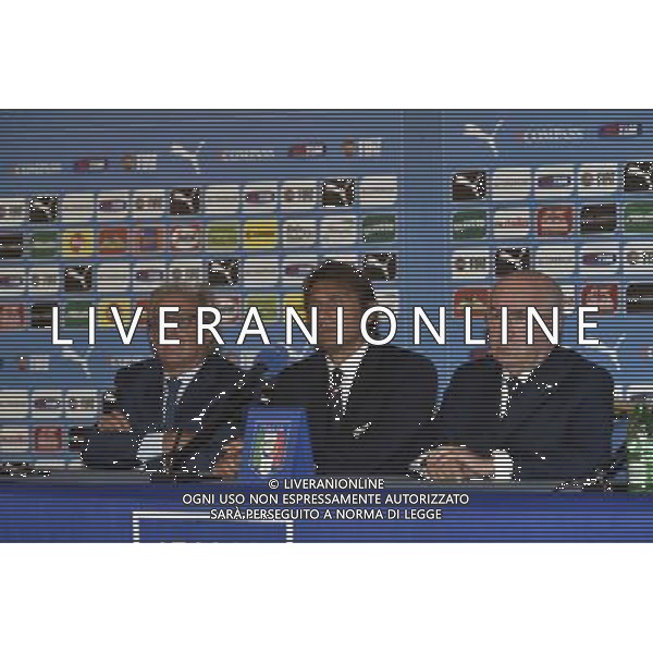 ROMA 19-08-2014 PRESENTAZIONE DEL NUOVO ALLENATORE DELLA NAZIONALE ITALIANA ANTONIO CONTE NELLA FOTO ANTONIO CONTE CARLO TAVECCHIO ANTONELLO VALENTINI FOTO FABRIZIO CORRADETTI-AG ALDO LIVERANI SAS
