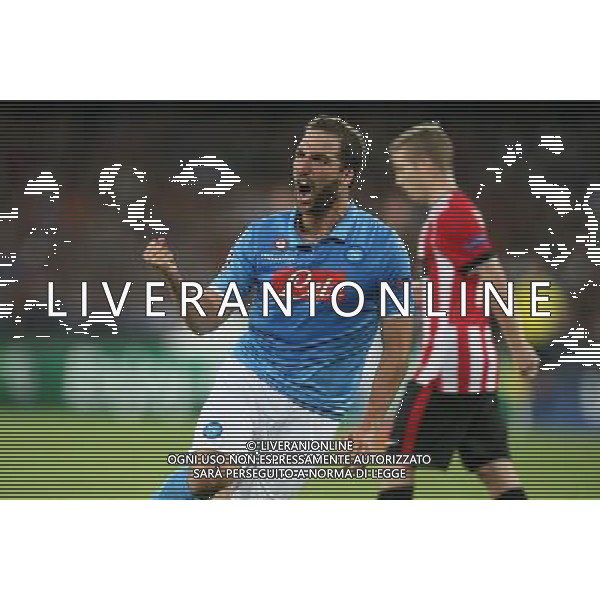 NAPOLI - ATHLETIC BILBAO PRELIMINARI DI CHAMPIONS LEAGUE 19 Agosto 2014 NELLA FOTO: ESULTANZA DOPO IL GOL DI HIGUAIN ©MOSCA/Agenzia Aldo Liverani sas