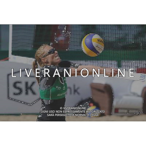 20.08.2014 - Stare Jablonki , siatkowka plazowa , beach volleyball , World Tour , FIVB Stare Jablonki Grand Slam 2014 , Czechy (zielone) - Szwecja (czarne) , Czech Republic (green) - Sweden (black) N/Z Marketa Slukova Fot. Karol Bartnik / MPAimages.com/NEWSPIX.PL --- Newspix.pl /Agenzia Aldo Liverani sas - ITALY ONLY - Repubblica Ceca - Svezia beach volley FIVB Grande Slam 20.08.2014 *** Local Caption *** www.newspix.pl mail us: info@newspix.pl call us: 0048 022 23 22 222 --- Polish Picture Agency by Ringier Axel Springer Poland