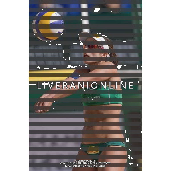 20.08.2014 - Stare Jablonki , siatkowka plazowa , beach volleyball , World Tour , FIVB Stare Jablonki Grand Slam 2014 , Brazylia (zielone) - Holandia (biale) , Brazil - Holland N/Z Barbara Seixas De Freitas Fot. Mariusz Palczynski / MPAimages.com/NEWSPIX.PL --- Newspix.pl /Agenzia Aldo Liverani sas - ITALY ONLY - Brasile - Olanda beach volley, World Tour, FIVB Grande Slam 2014 *** Local Caption *** www.newspix.pl mail us: info@newspix.pl call us: 0048 022 23 22 222 --- Polish Picture Agency by Ringier Axel Springer Poland