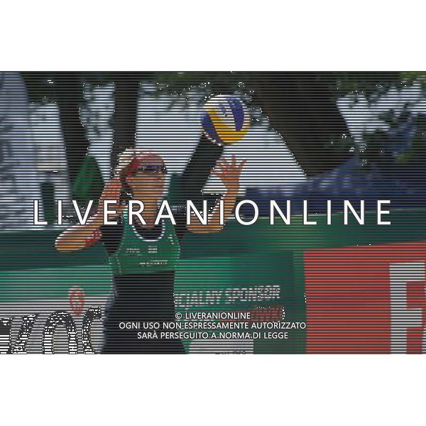 20.08.2014 - Stare Jablonki , siatkowka plazowa , beach volleyball , World Tour , FIVB Stare Jablonki Grand Slam 2014 , Wlochy (niebieskie) - Szwajcaria (zielone) , Italy (blue) - Switzerland (green) N/Z Tanja Goricanec Fot. Karol Bartnik / MPAimages.com/NEWSPIX.PL --- Newspix.pl /Agenzia Aldo Liverani sas - ITALY ONLY - Italia - Svizzera beach volley, World Tour, FIVB Grande Slam 2014 *** Local Caption *** www.newspix.pl mail us: info@newspix.pl call us: 0048 022 23 22 222 --- Polish Picture Agency by Ringier Axel Springer Poland