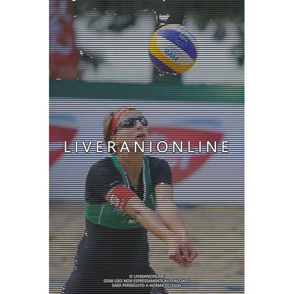20.08.2014 - Stare Jablonki , siatkowka plazowa , beach volleyball , World Tour , FIVB Stare Jablonki Grand Slam 2014 , Wlochy (niebieskie) - Szwajcaria (zielone) , Italy (blue) - Switzerland (green) N/Z Tanja Goricanec Fot. Karol Bartnik / MPAimages.com/NEWSPIX.PL --- Newspix.pl /Agenzia Aldo Liverani sas - ITALY ONLY - Italia - Svizzera beach volley, World Tour, FIVB Grande Slam 2014 *** Local Caption *** www.newspix.pl mail us: info@newspix.pl call us: 0048 022 23 22 222 --- Polish Picture Agency by Ringier Axel Springer Poland